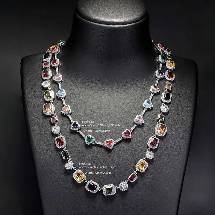Colorful Heart Crystal Zirconia Necklace