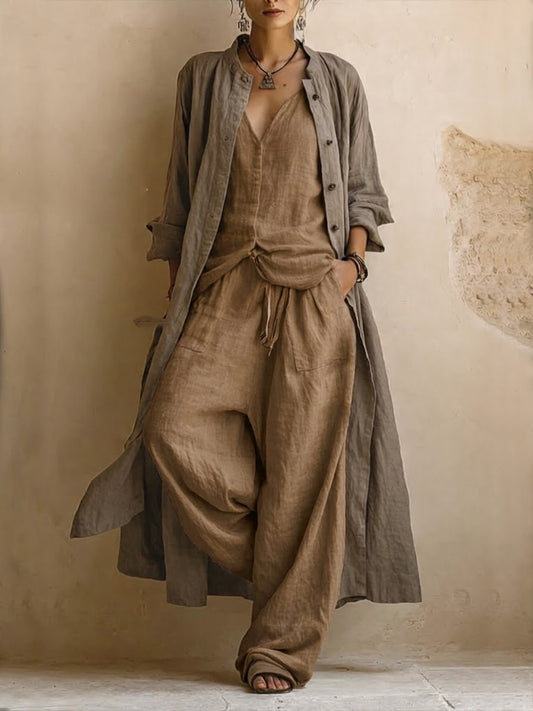 Letizia | Completo tre pezzi con cardigan lungo boho