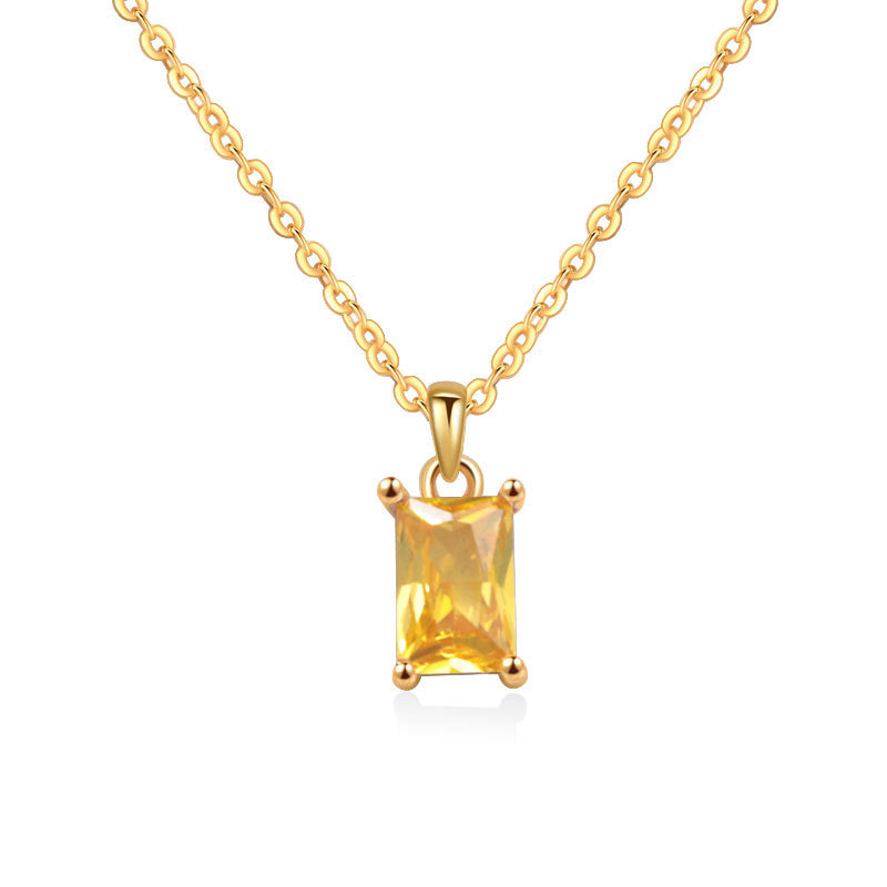 12 Birthstone Pendant Sterling Silver Necklace