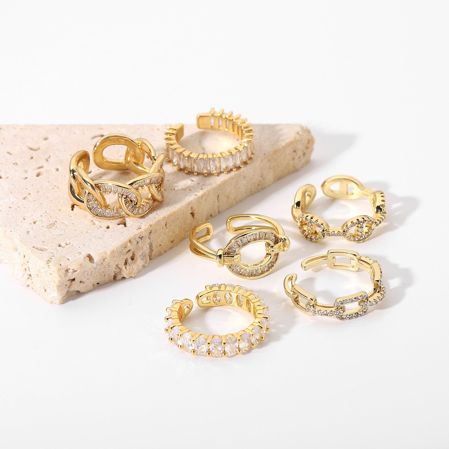 14K Gold Plated CZ Stackable Ring