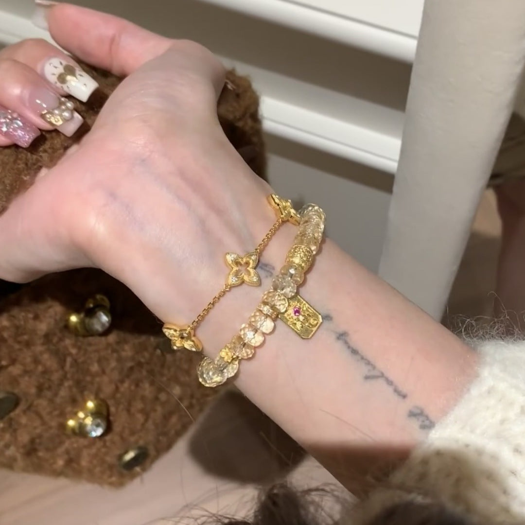 Hollow Four-Leaf Clover Bracelet ¨C Brushed Finish
