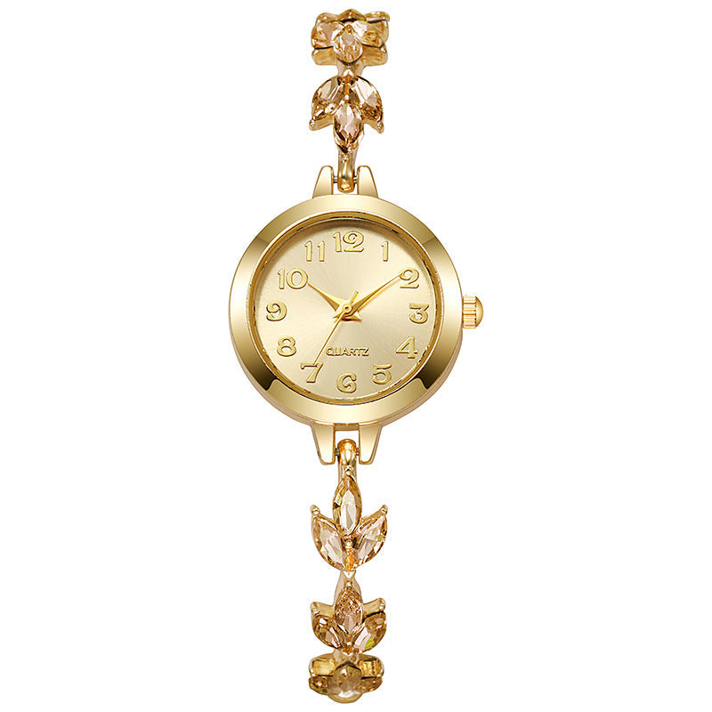 Elegant Sparkling Leaf Bracelet Watch
