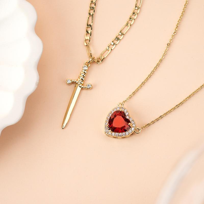 Heart & Dagger 2-Piece Necklace