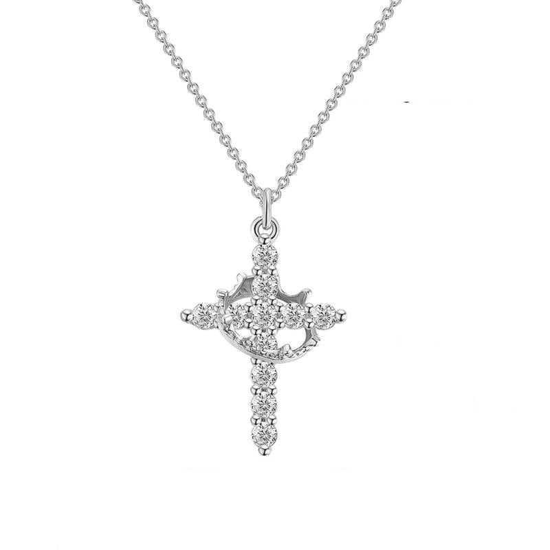 Cross & Crown Pendant Necklace