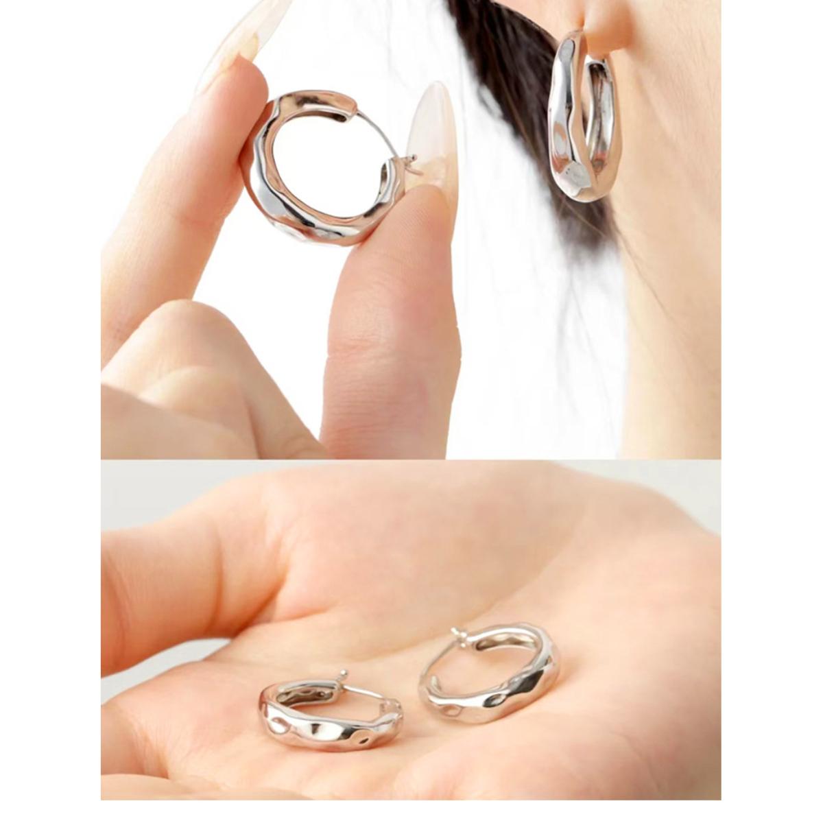 Minimalist Textured Gold Plated Hoop Earrings