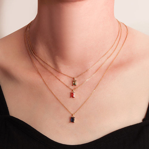 12 Birthstone Pendant Sterling Silver Necklace