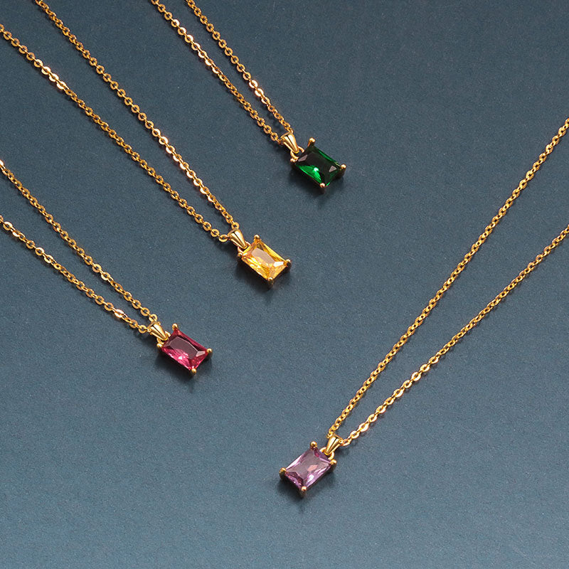 12 Birthstone Pendant Sterling Silver Necklace