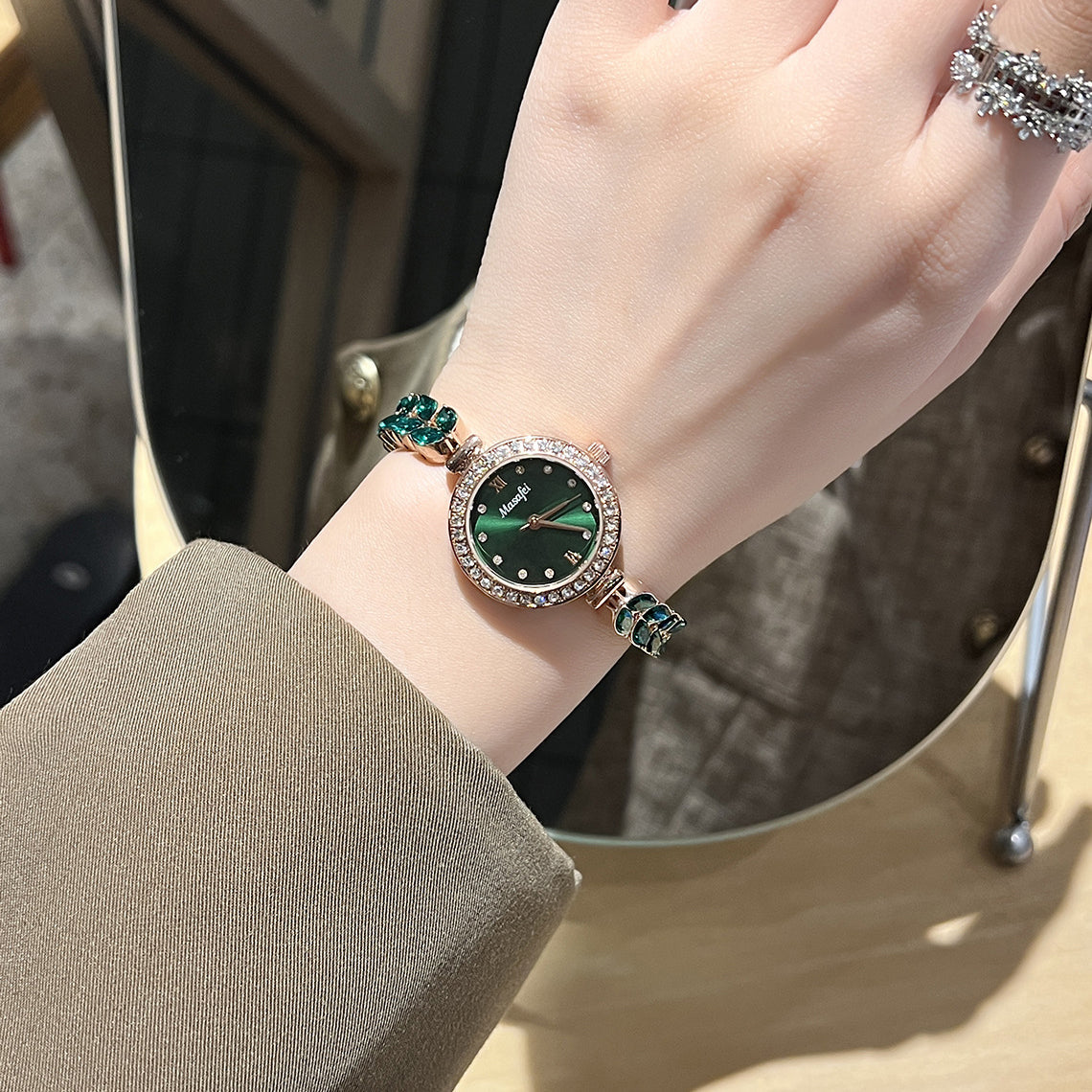 Water-Resistant Mermaid Tail Crystal Watch
