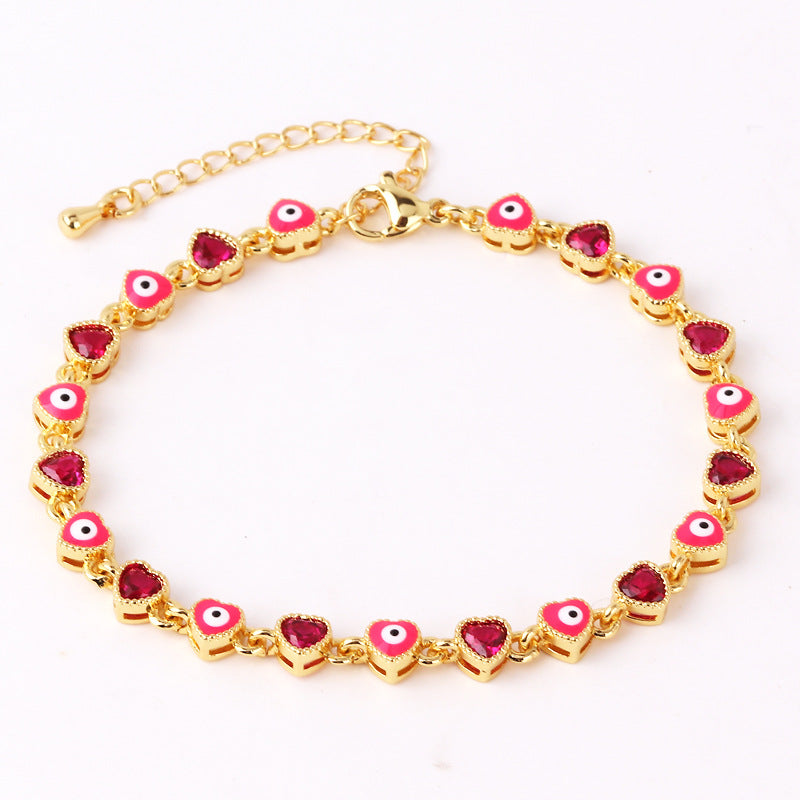 Lucky Protection Amulet Heart Evil Eye Colorful Gema Bracelet