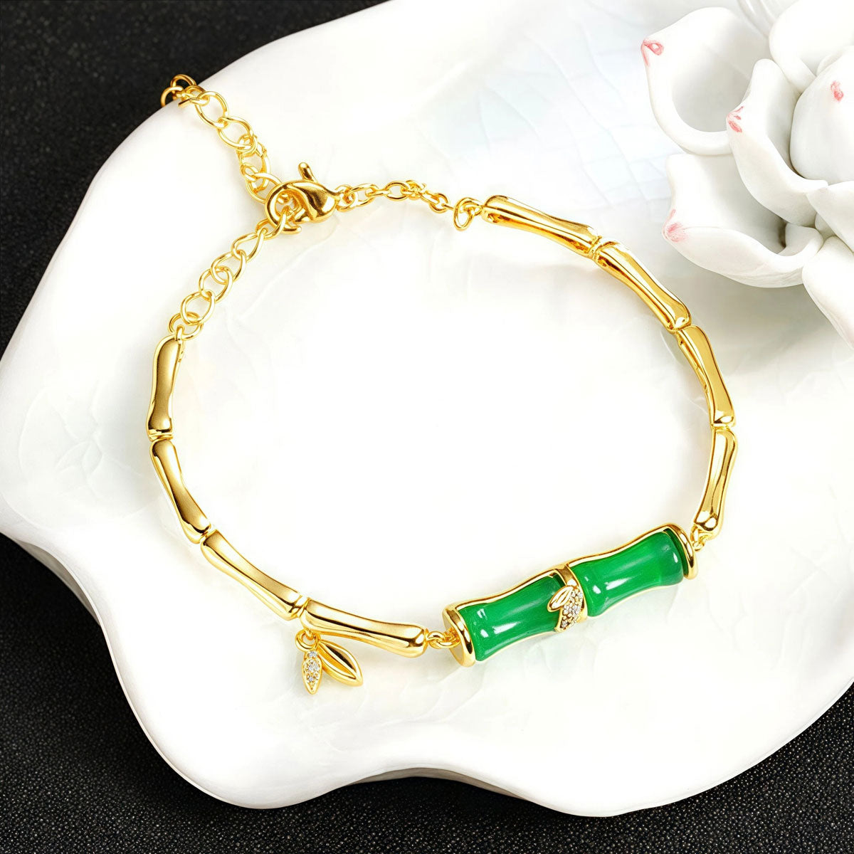 White Jade Bamboo Bracelet