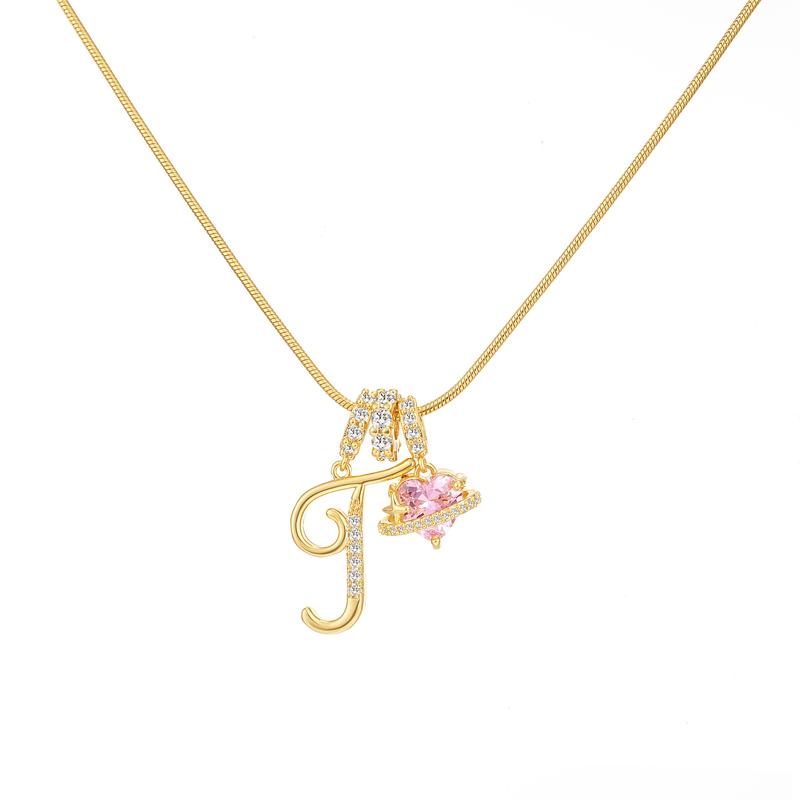 Initial & Heart Zircon Necklace ¨C Gold