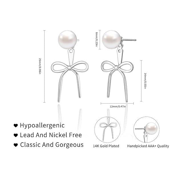 Simple Pearl & Bow Earrings