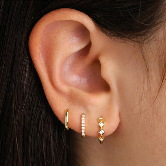 3-Pair Stacking Hoop Earrings Set