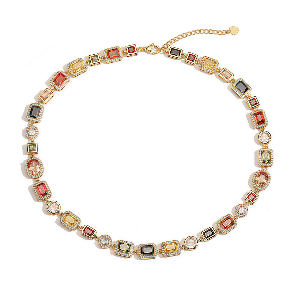 Colorful Square Crystal Zirconia Necklace