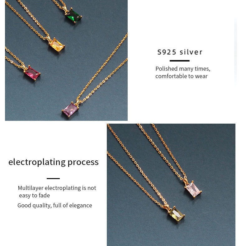 12 Birthstone Pendant Sterling Silver Necklace