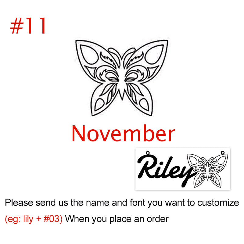 Personalized Name 12-Month Butterfly Necklace