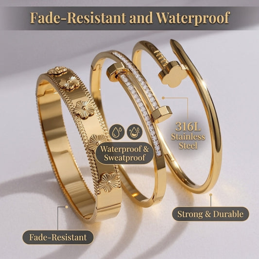 Waterproof & Tarnish-Free 3-Piece Stackable Bangle Set