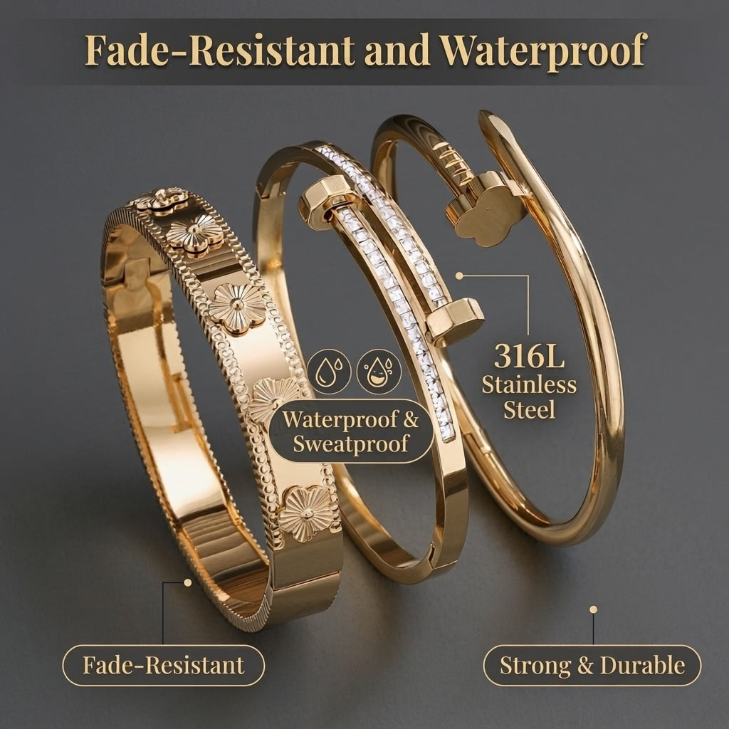 Waterproof & Tarnish-Free 3-Piece Stackable Bangle Set