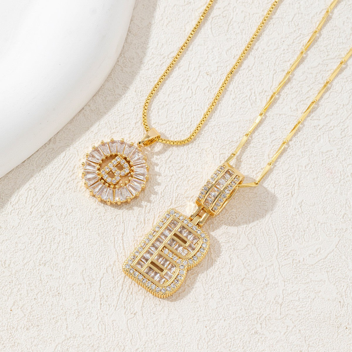 2-Pack Cubic Zirconia Initial Necklaces