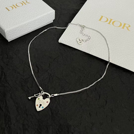 18K Dior Heart Key Pendant Necklace