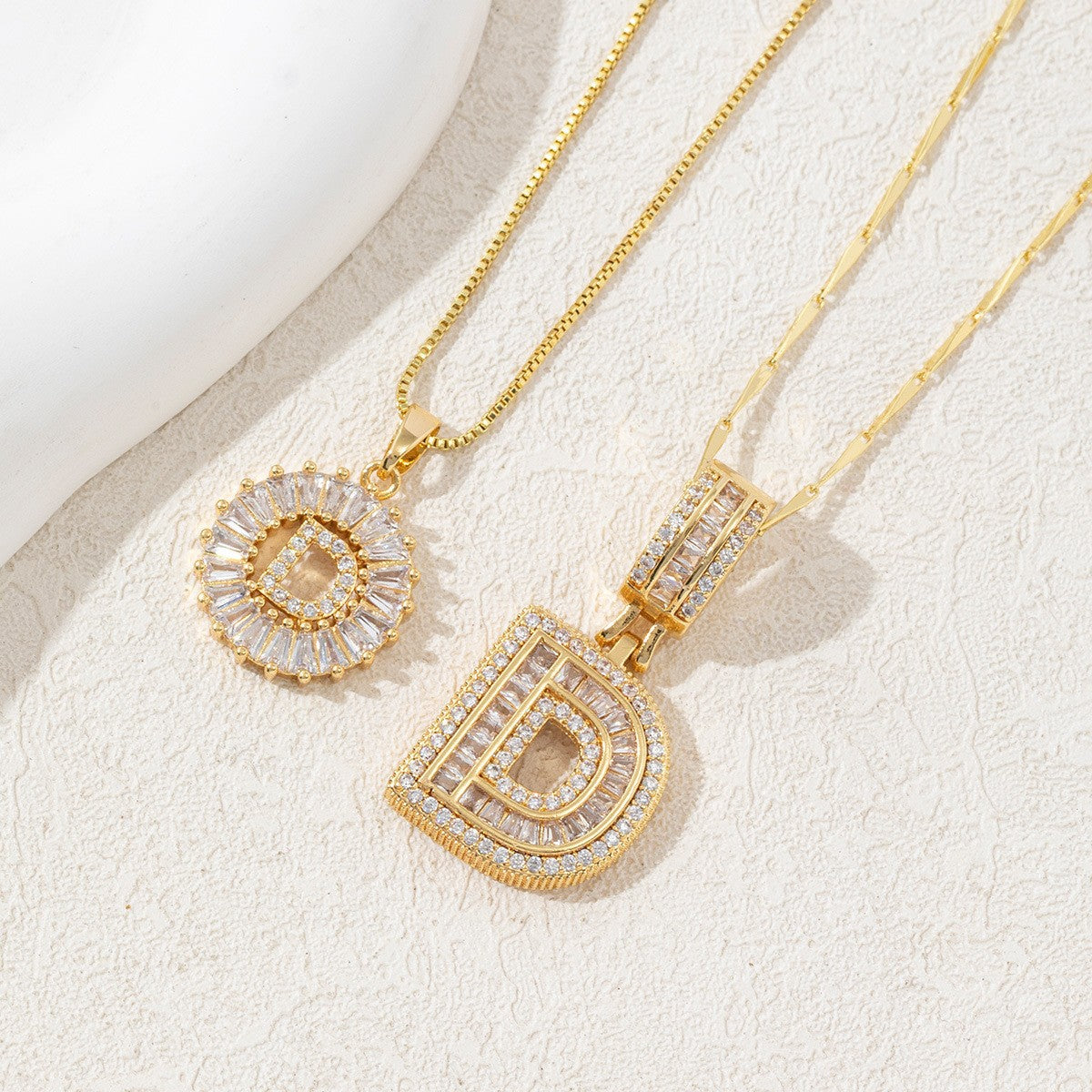 2-Pack Cubic Zirconia Initial Necklaces