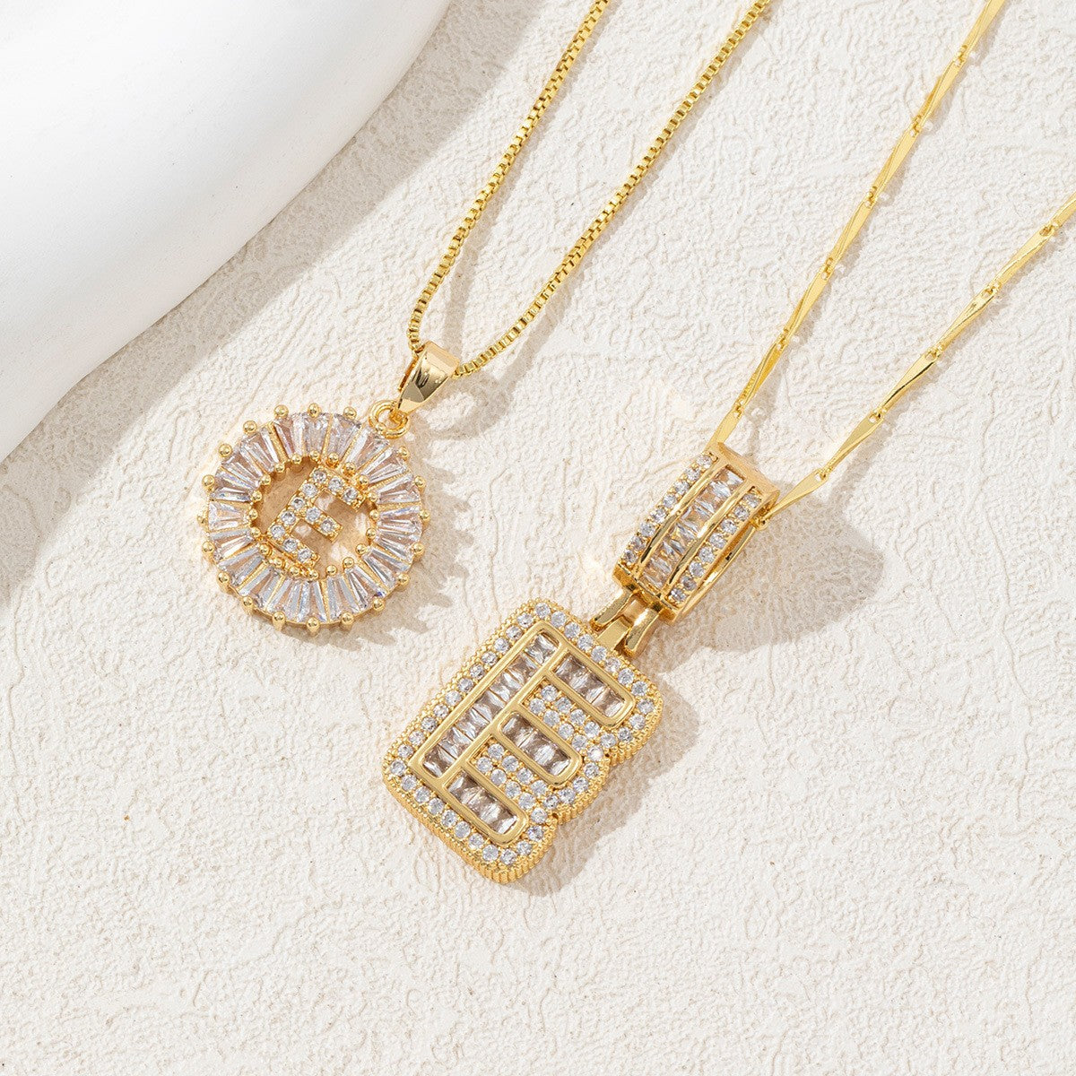 2-Pack Cubic Zirconia Initial Necklaces