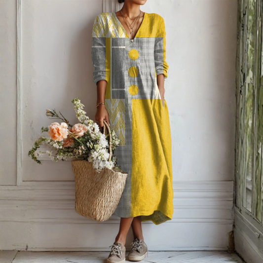 Arianna | Vestito vintage con stampa geometrica