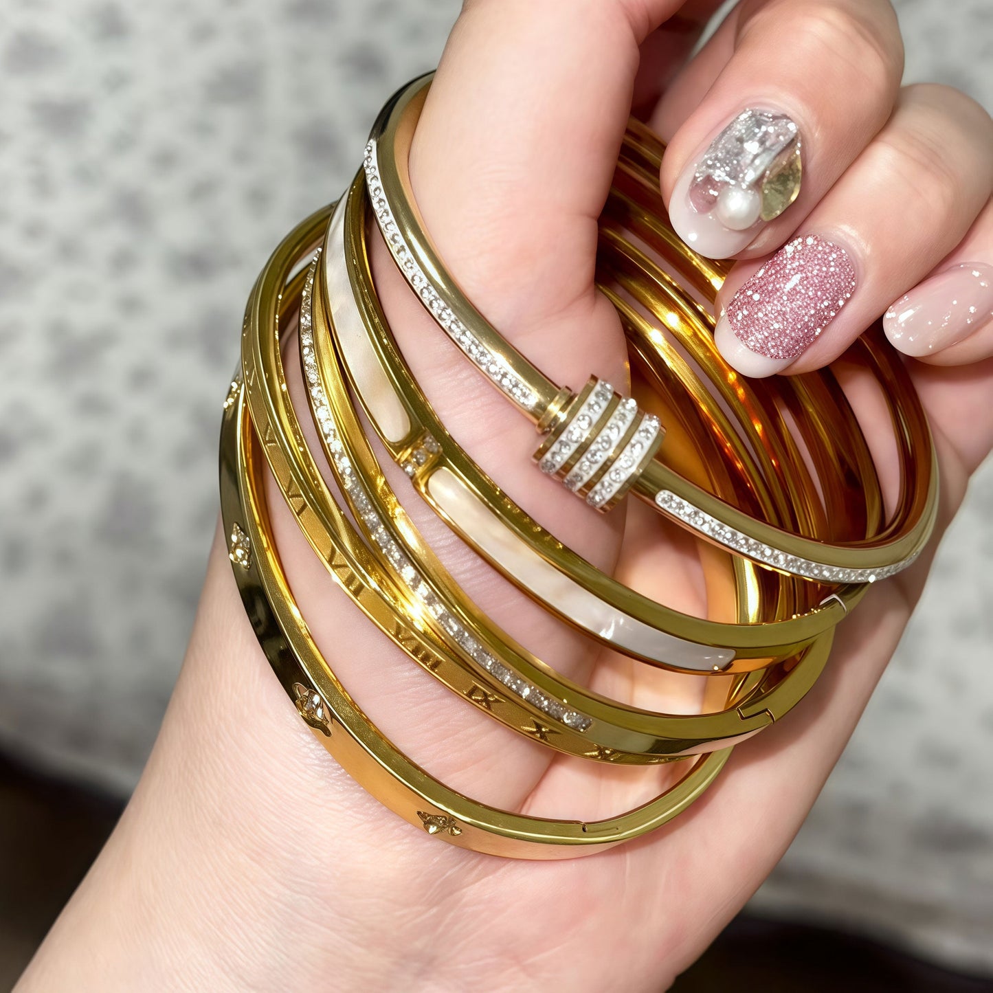 Waterproof & Tarnish-Free 5-Piece Stackable Bangle Set