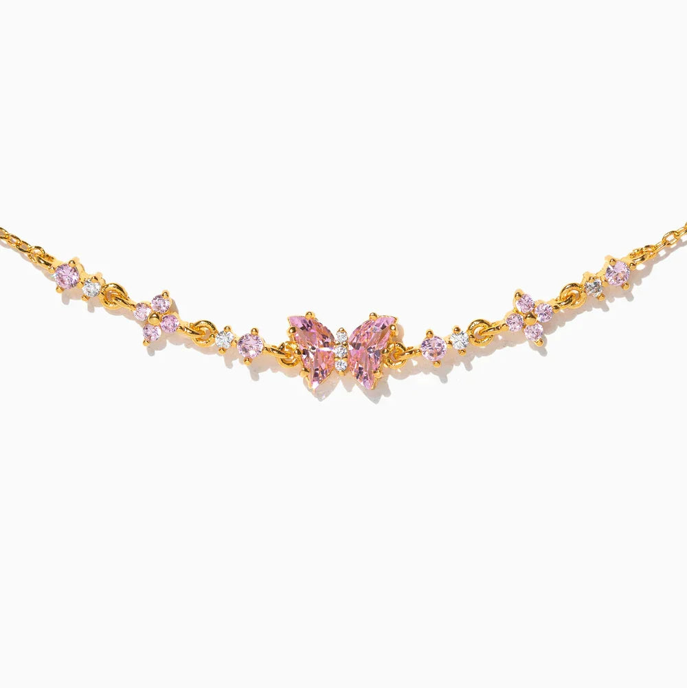 Sweet Pink Bow Crystal Stacking Bracelet