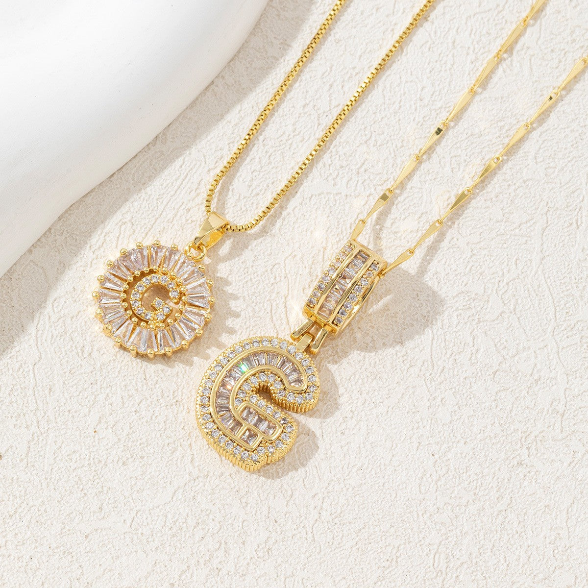 2-Pack Cubic Zirconia Initial Necklaces