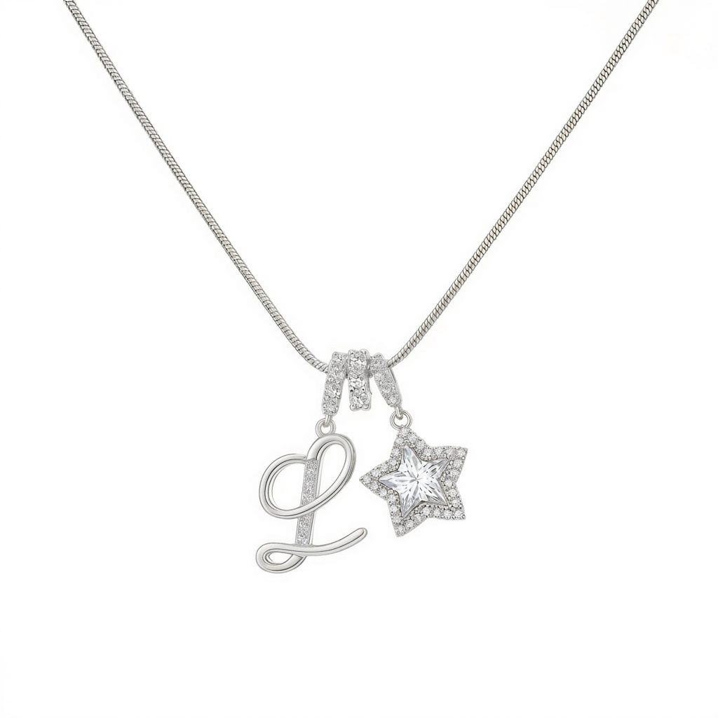 Initial & Star Pendant Necklace ¨C Waterproof & Tarnish-Free