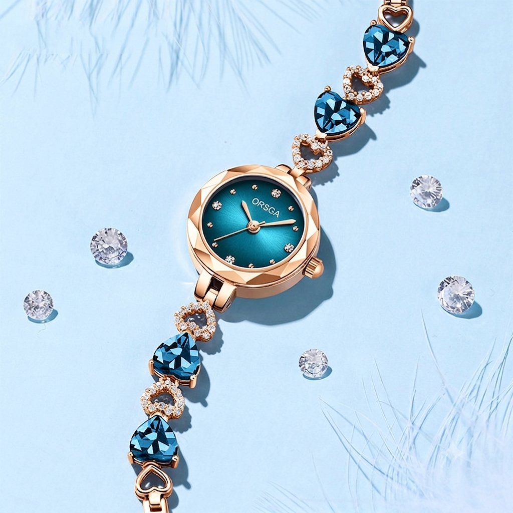 Ocean Heart Crystal Waterproof Watch