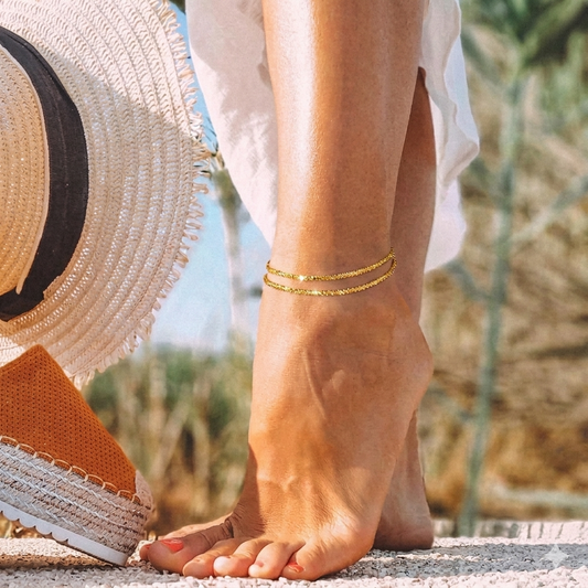 Minimalist Waterproof Adjustable Layered Anklet