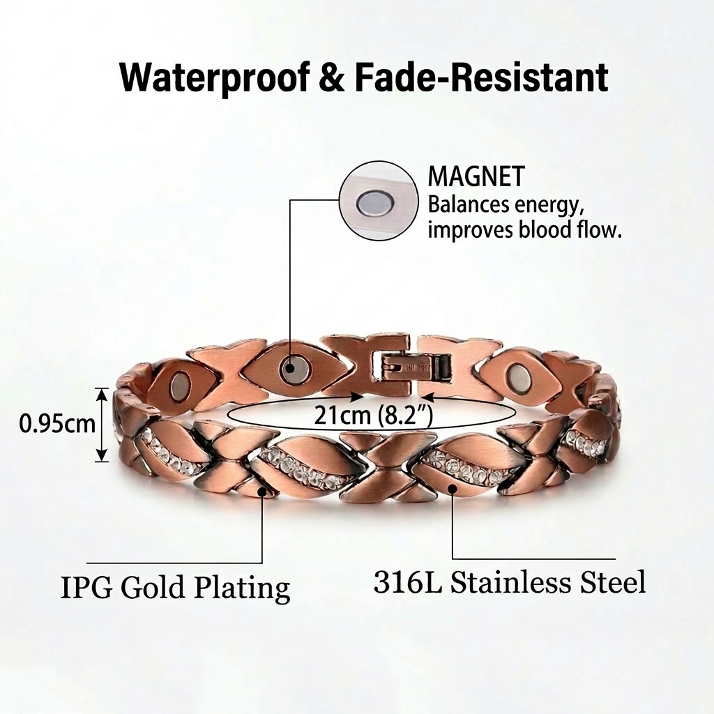 Magnetic Leaf Energy Bracelet - Waterproof & Tarnish-Free