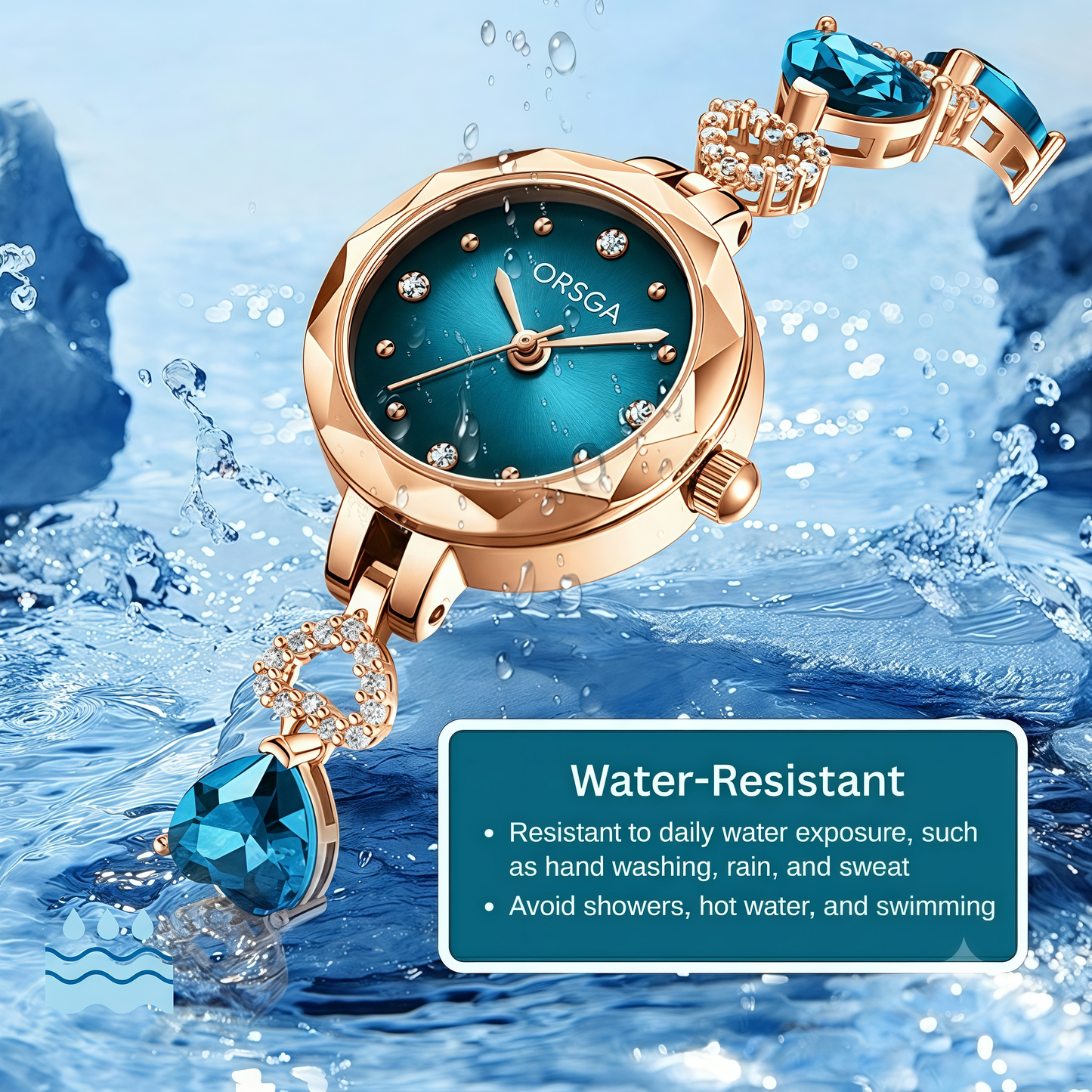 Ocean Heart Crystal Waterproof Watch