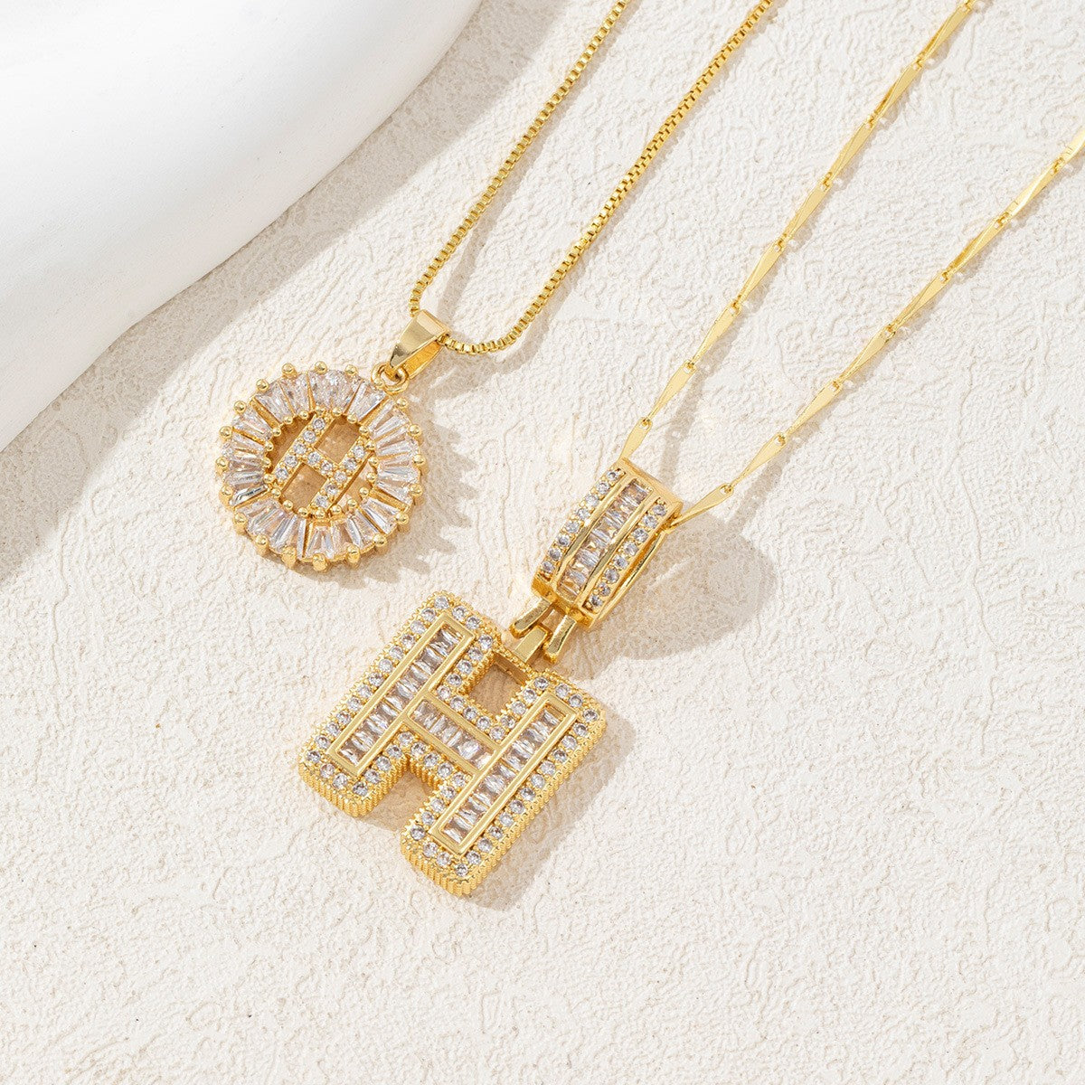 2-Pack Cubic Zirconia Initial Necklaces