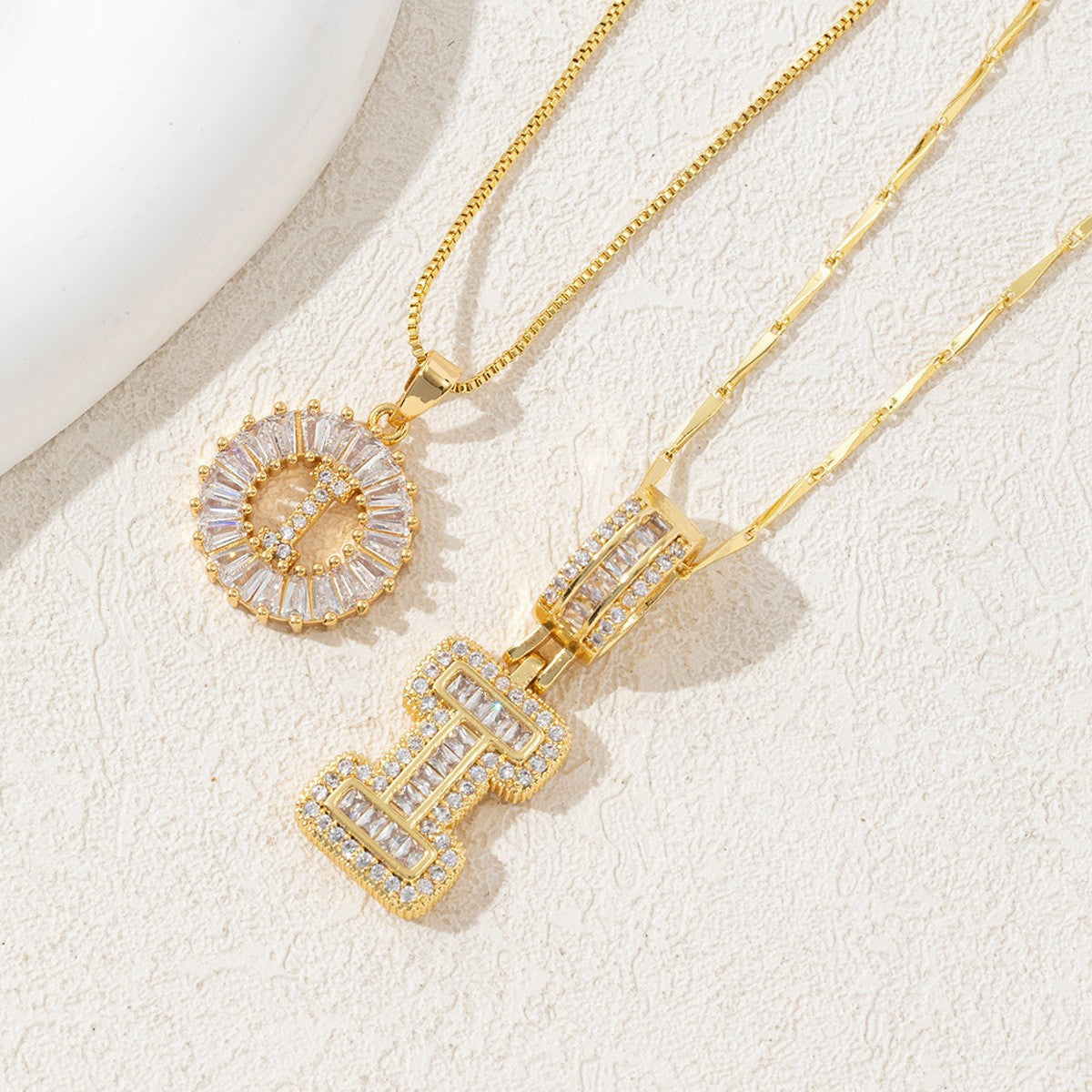 2-Pack Cubic Zirconia Initial Necklaces