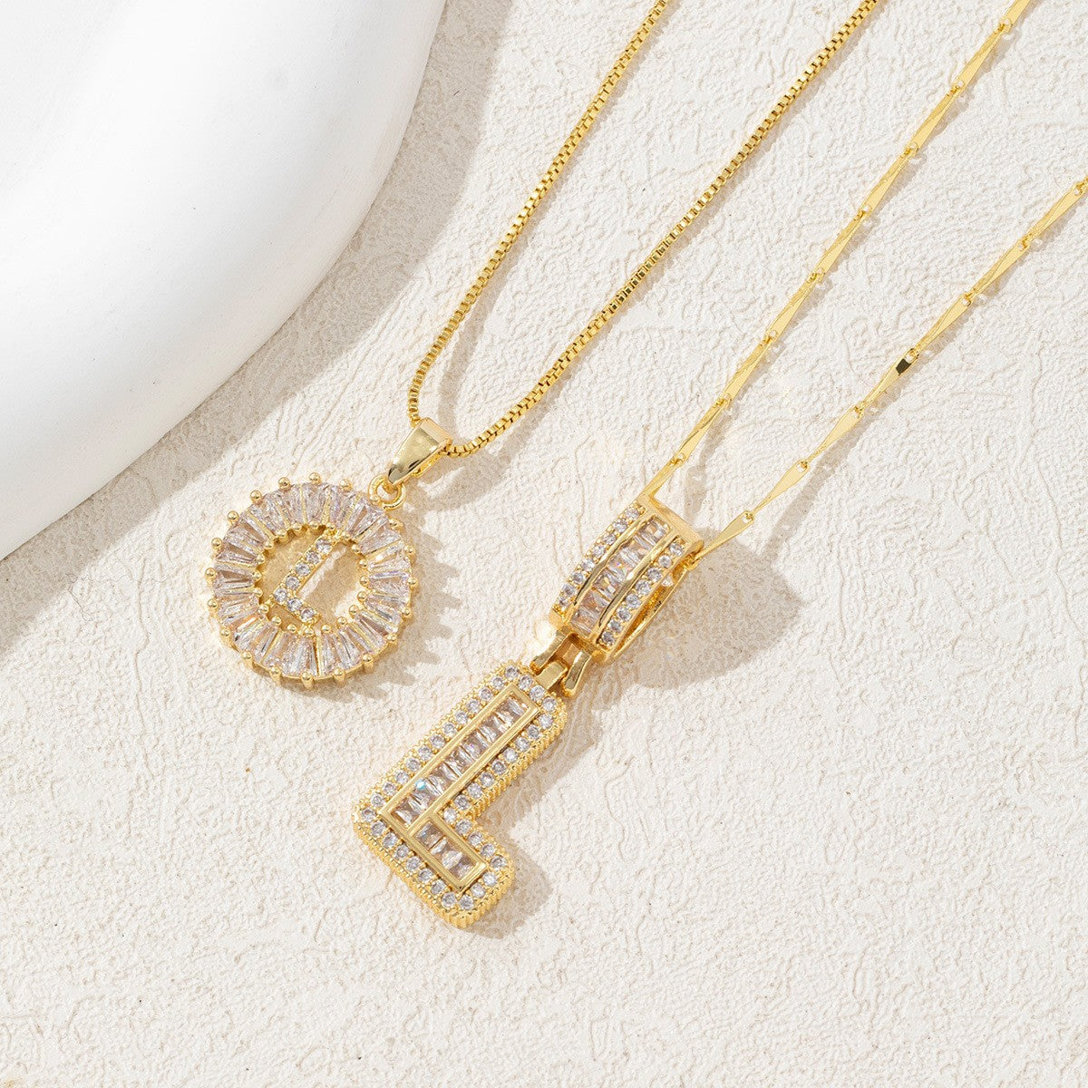 2-Pack Cubic Zirconia Initial Necklaces