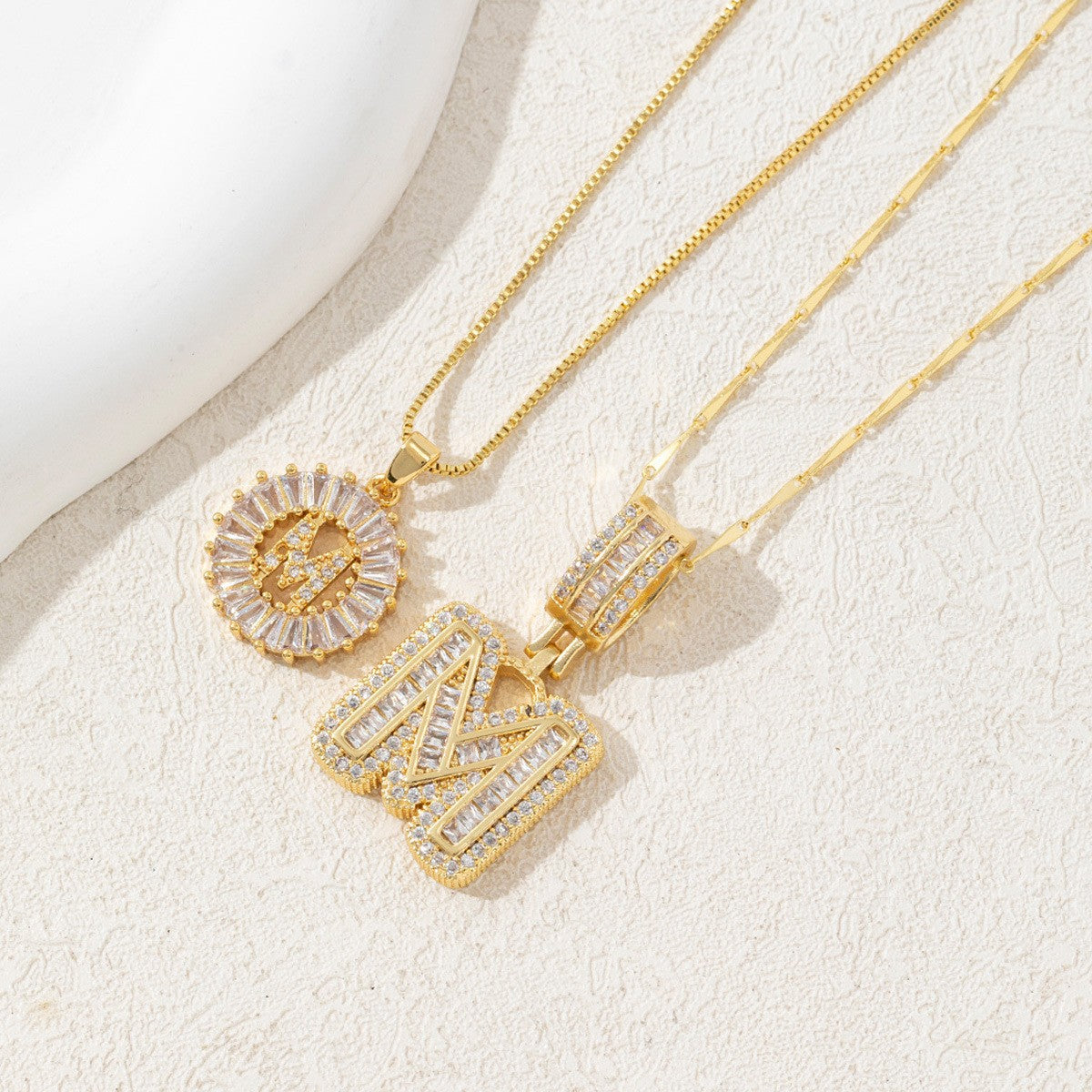 2-Pack Cubic Zirconia Initial Necklaces