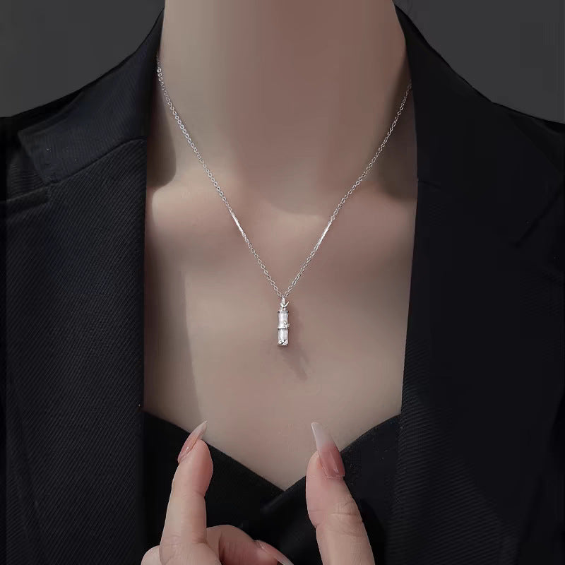 White Jade Bamboo Necklace