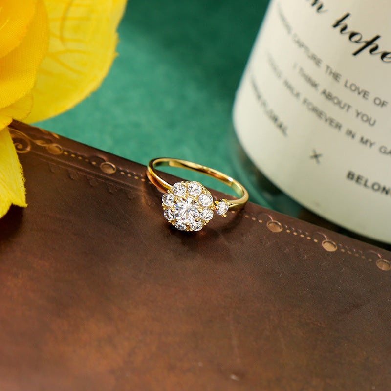 Sparkling Spinning CZ Stone Open Ring