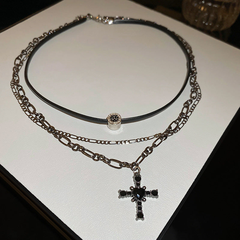 Layered Gothic Cross Necklace