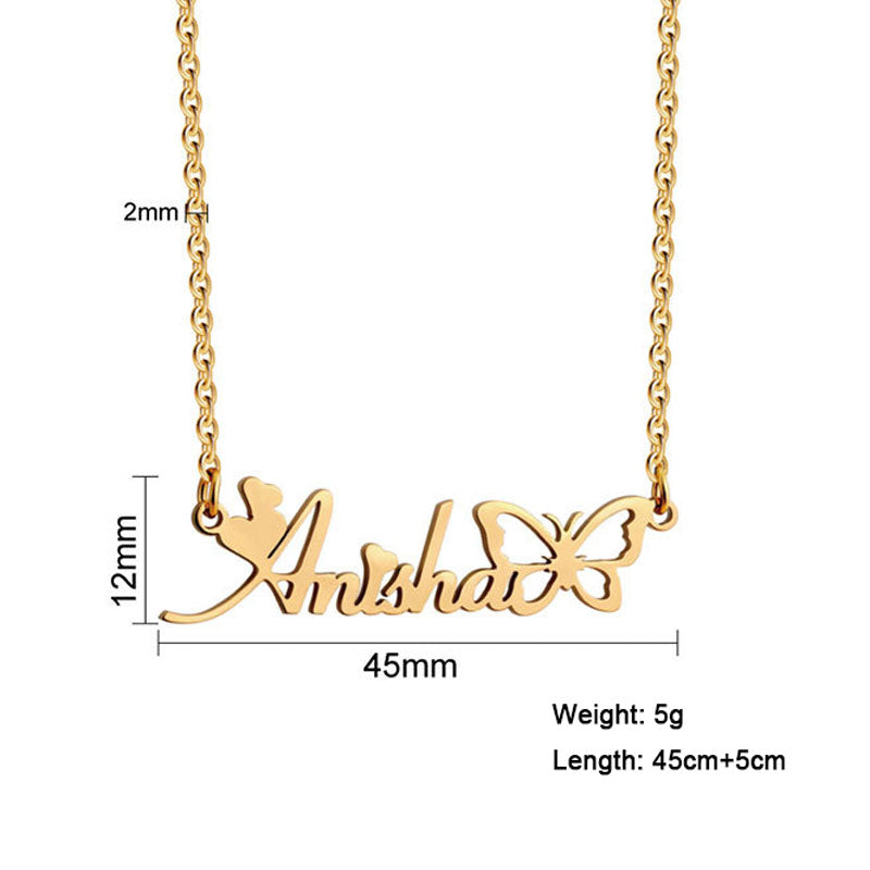 Personalized Name 12-Month Butterfly Necklace
