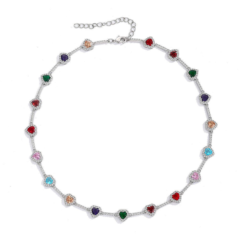Colorful Heart Crystal Zirconia Necklace