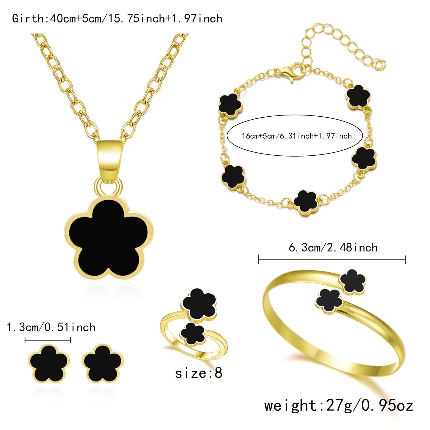 Flower Design Five-Piece Jewelry Set