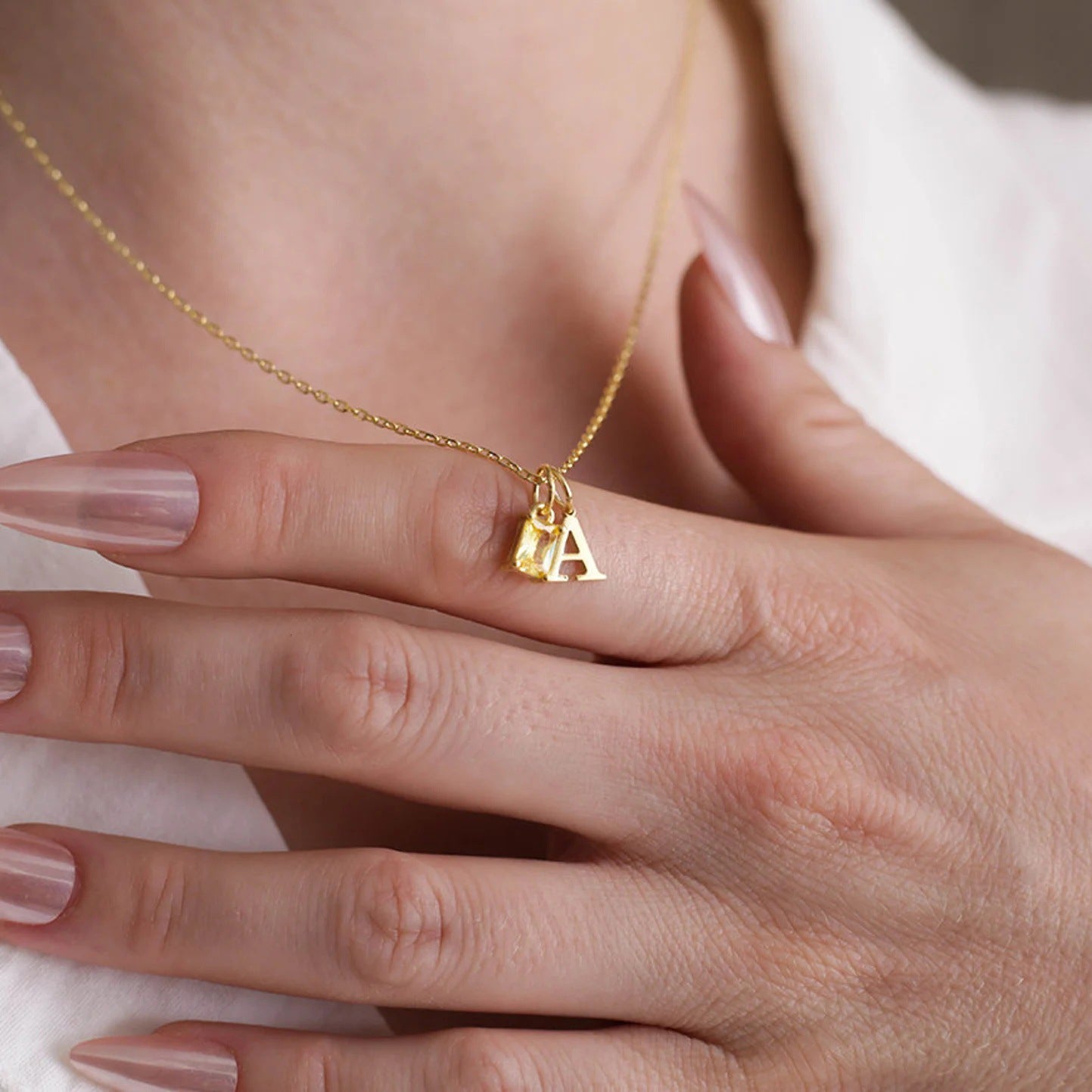 Personalized Initial & Birthstone Necklace