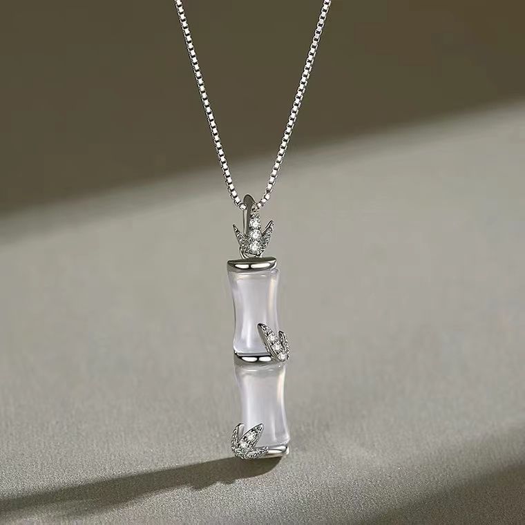 White Jade Bamboo Necklace