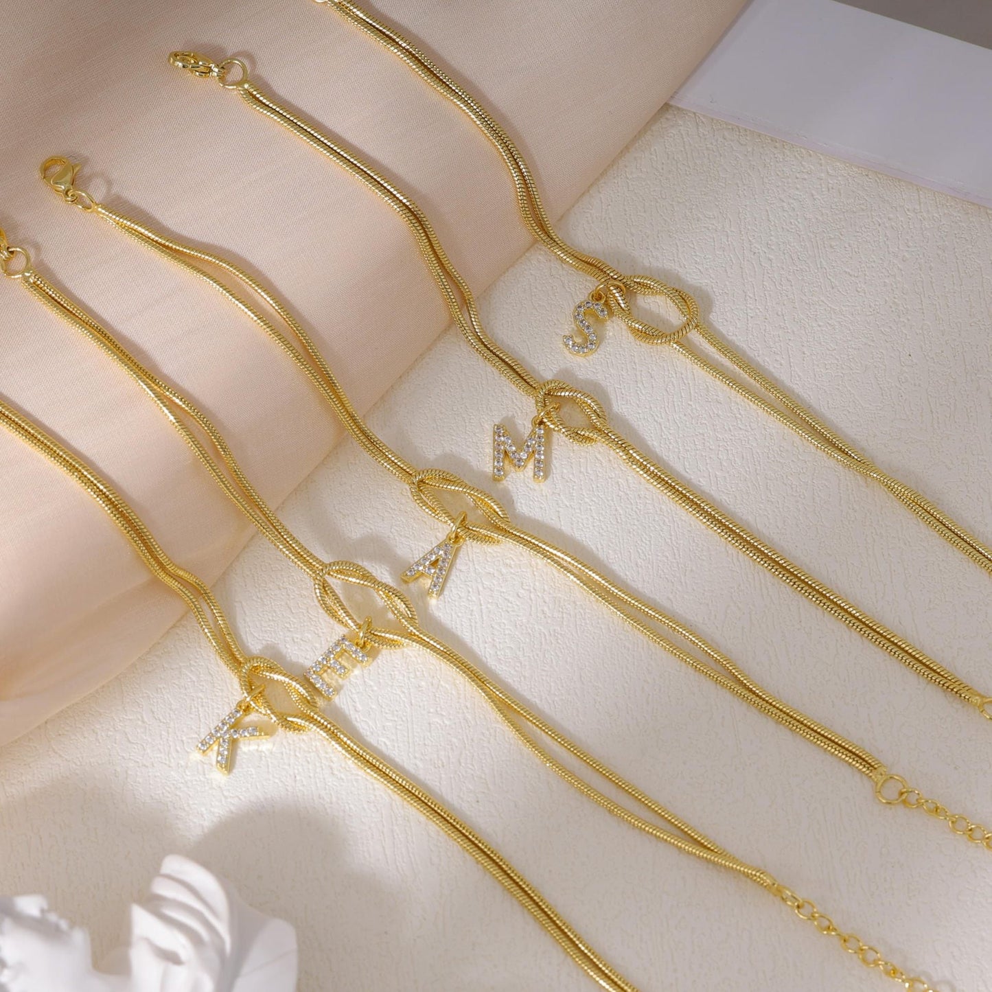 Minimalist Knot & Initial Bracelet