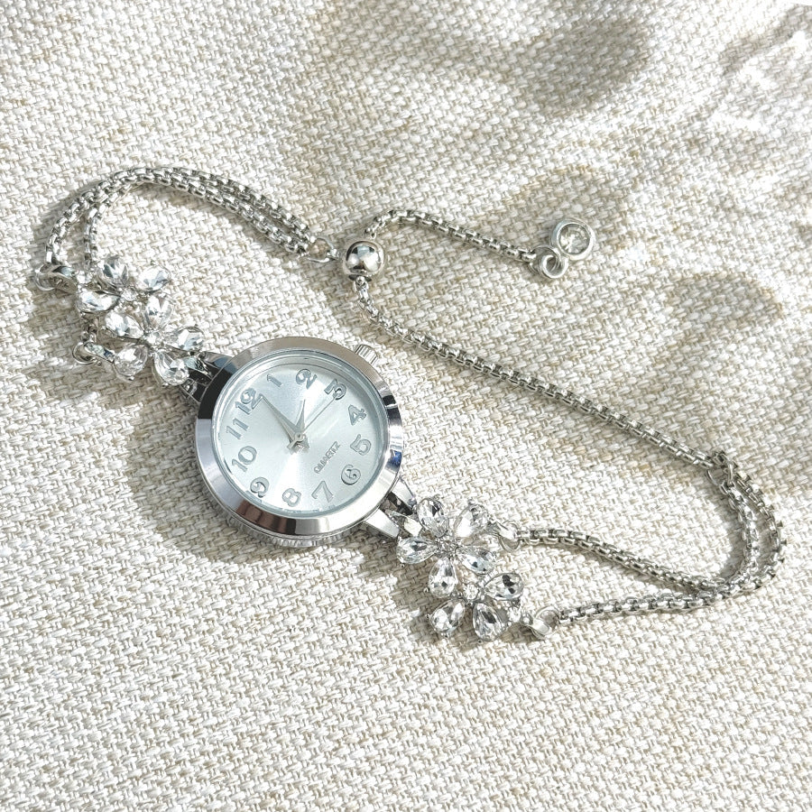 Elegant Crystal Floral Bracelet Watch
