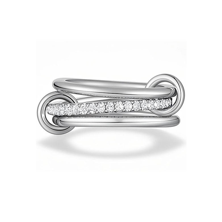 Triple Interlocking Gold Zircon Stackable Ring